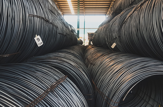 Steel material for springs in factory