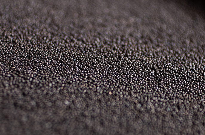 Steel balls for shot peening on springs